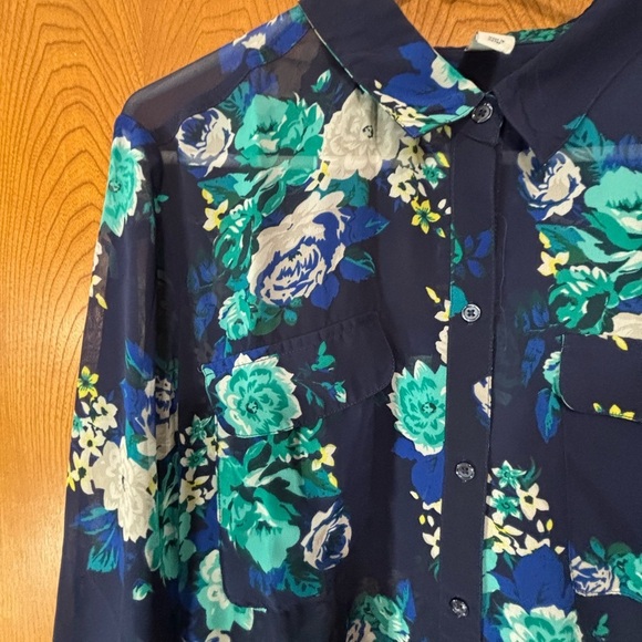 Old Navy Floral Print Shirt - Navy and Green - Picture 2 of 8